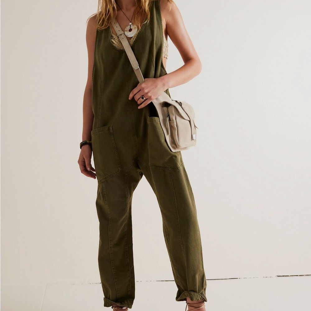 Olive Utility Jumpsuit - Women's Relaxed Overalls